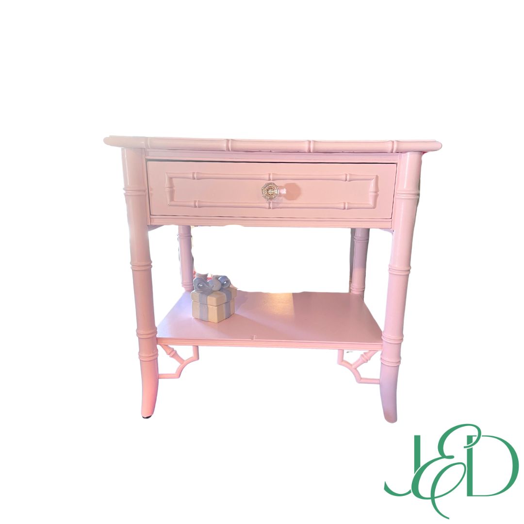 Item 171 - Soft Pink Bamboo Side Table