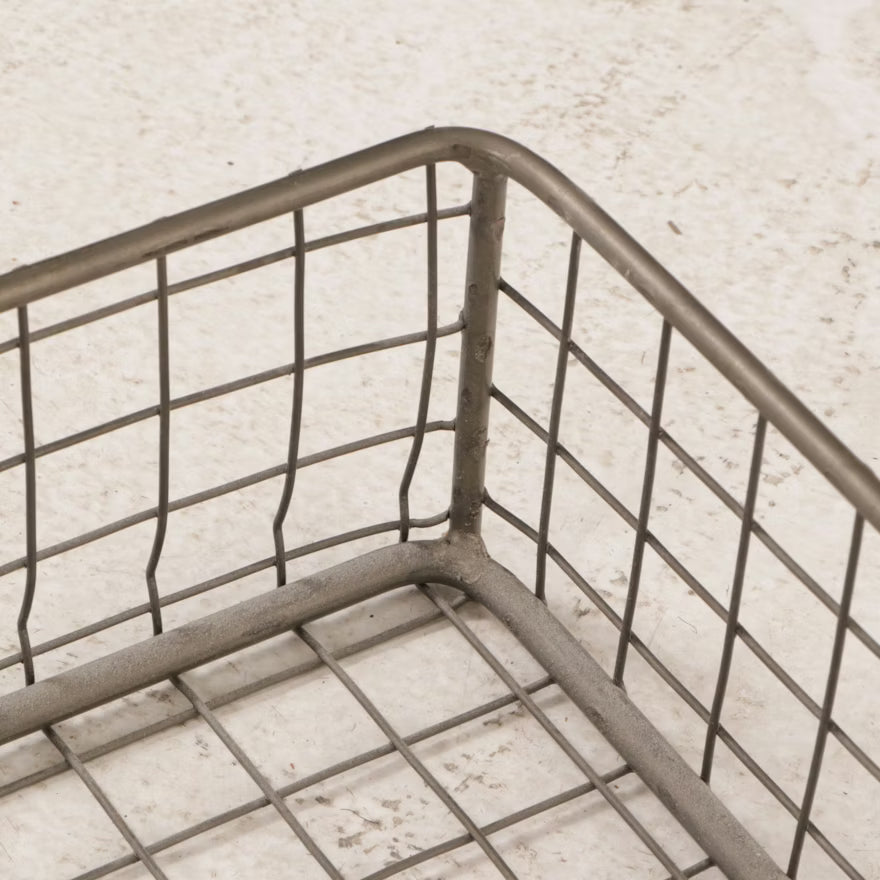 Item #52 Industrial Style Rolling Wire Mesh Basket Hall Table, 21st Century