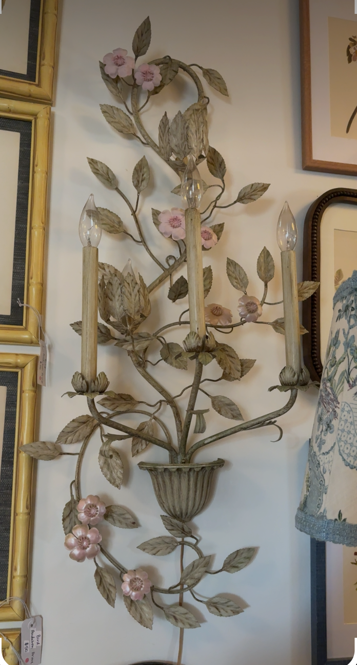 Item #1043 Vintage Italian Floral Sconce