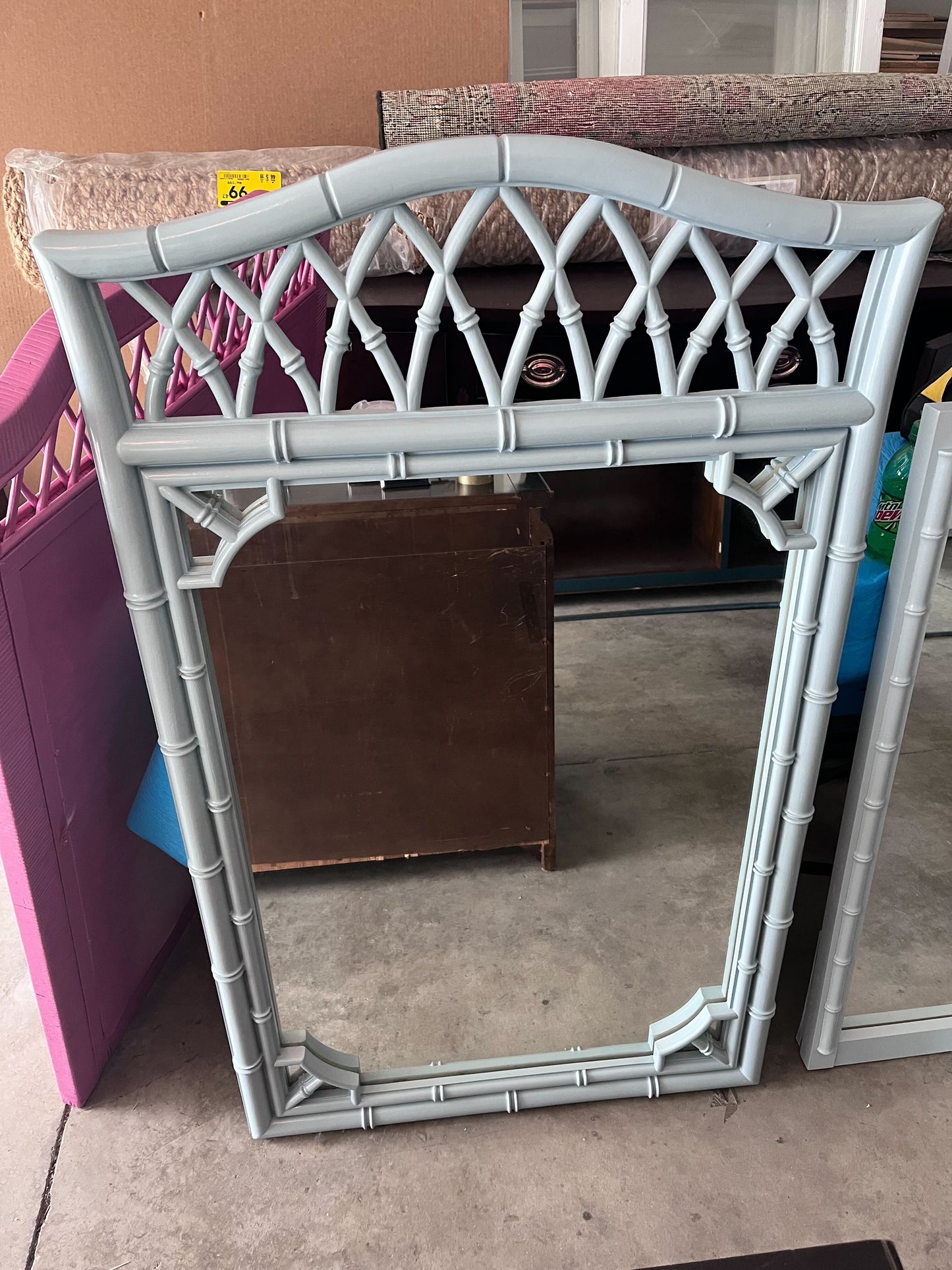 Item 178 - Baby Blue Bamboo Henry Link Mirror