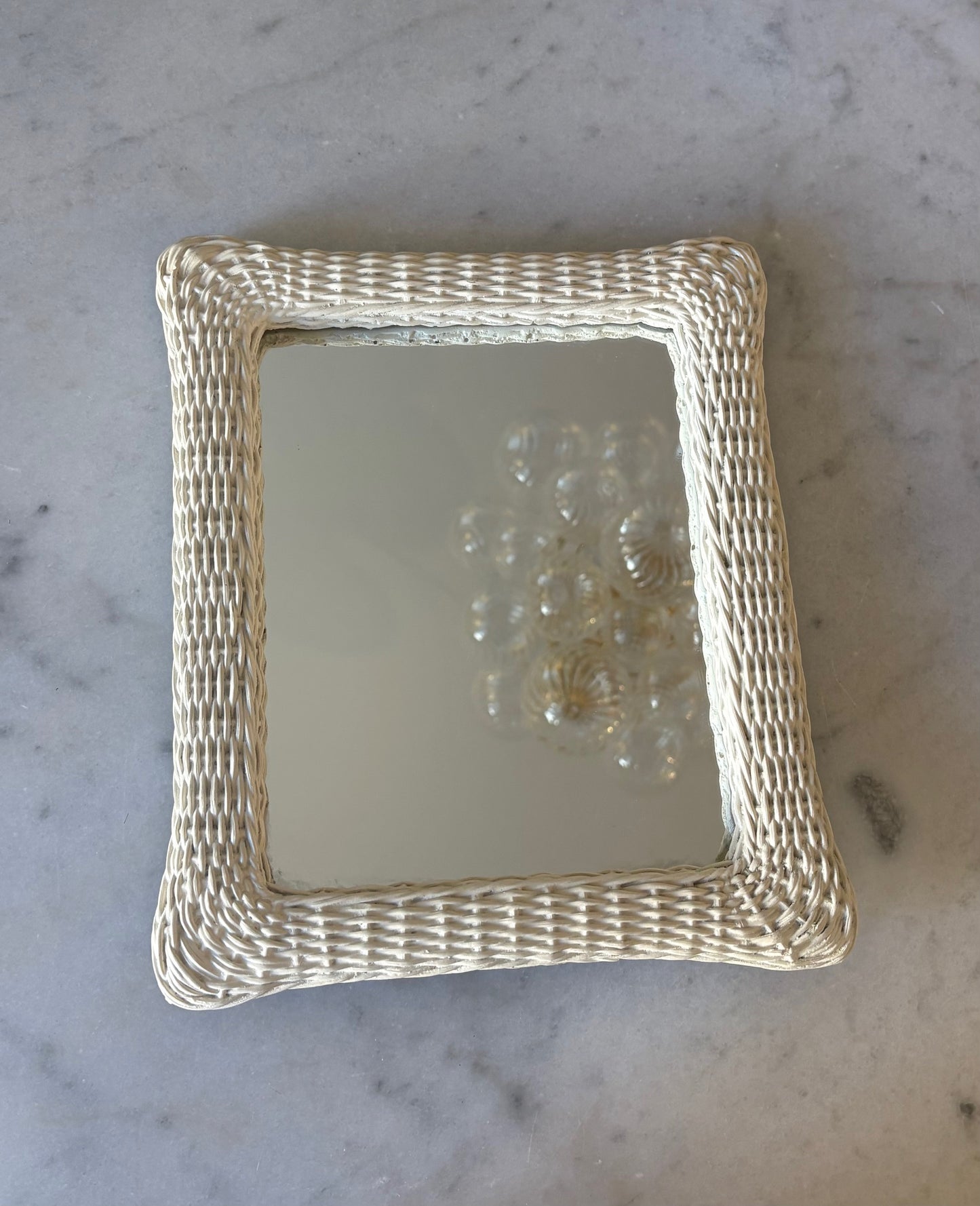 Item #51 White Wicker Mirror