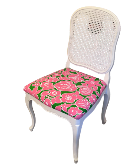 #239 - Pink, Green & White Cane-Back Chair
