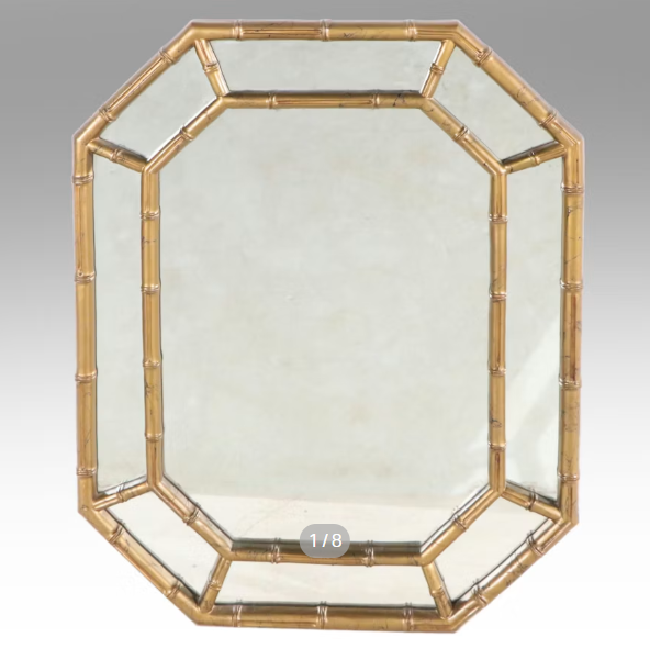 Item #1087 Octagonal Faux Bamboo Double Frame Wall Mirror