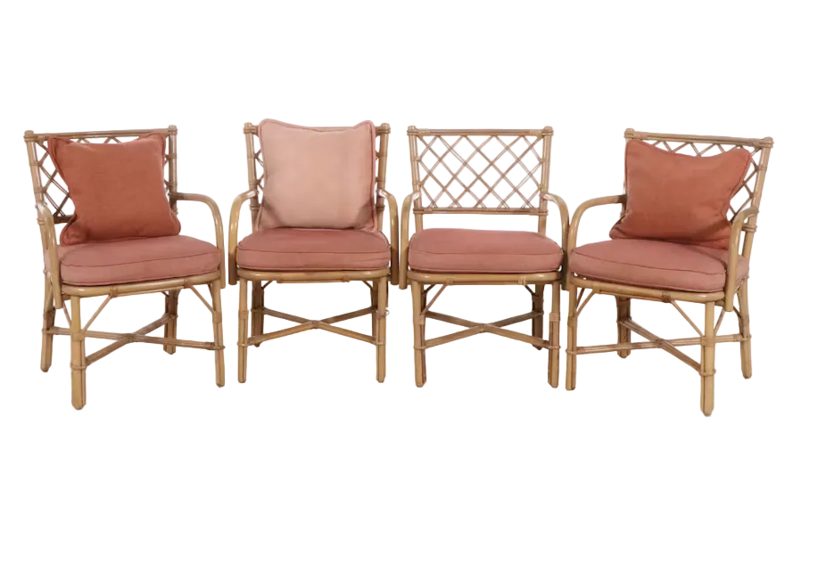 Item #1089 4 Piece Rattan Armchairs Set