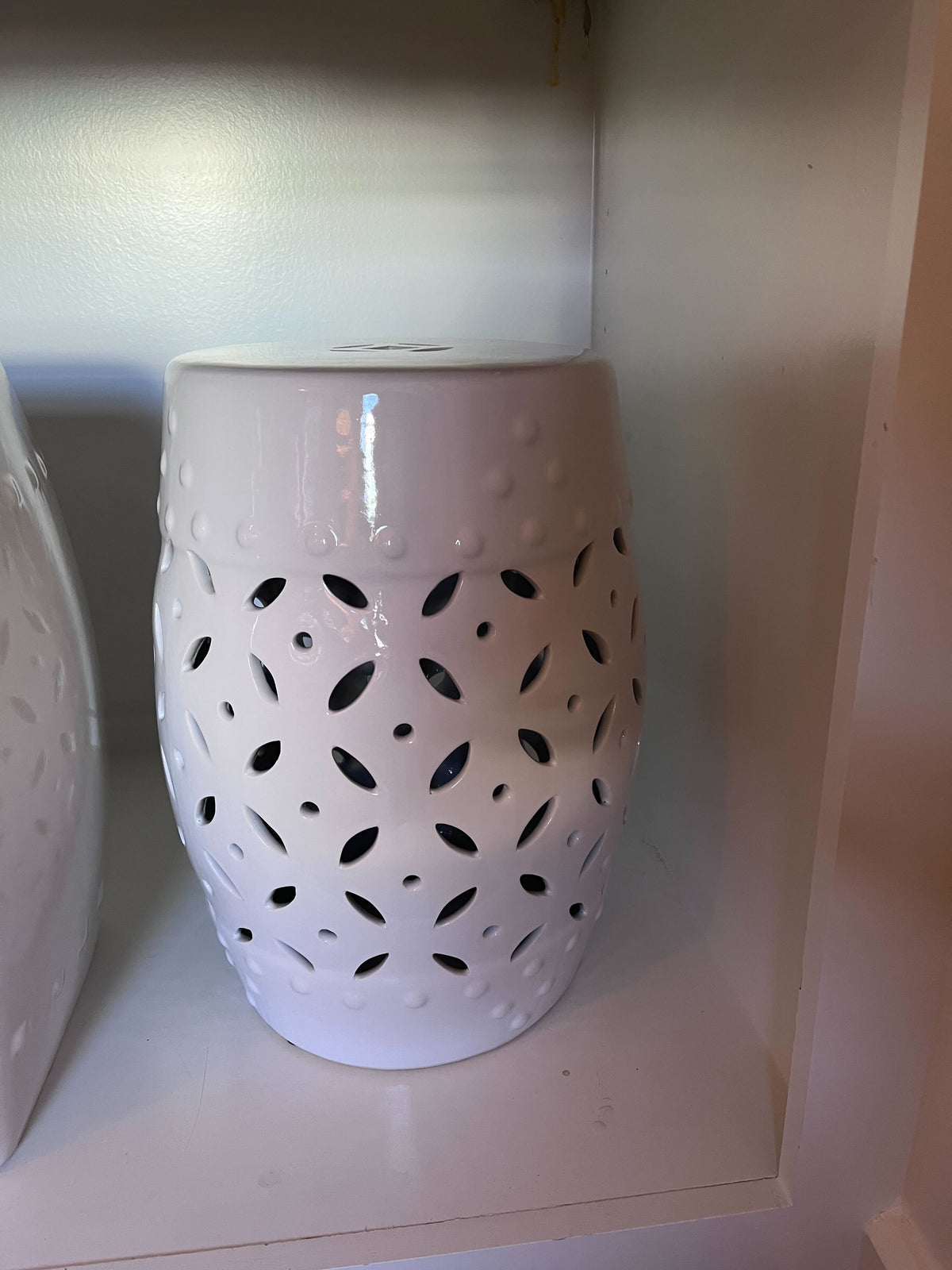 Item #688 Porcelain White Garden Drum Stool