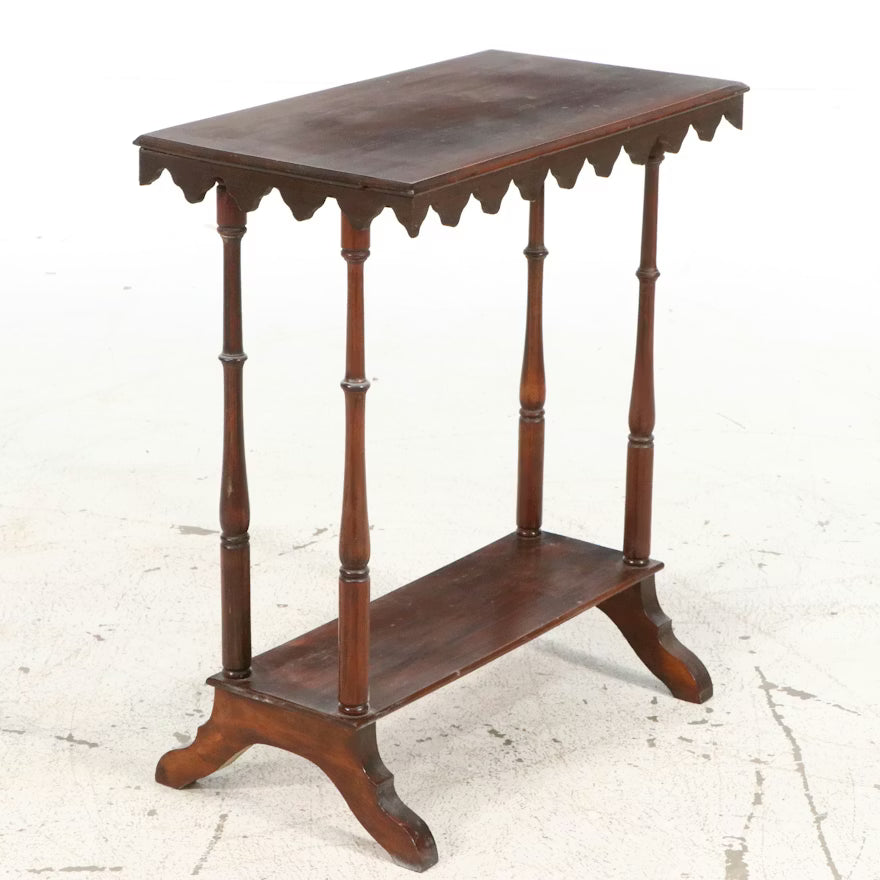 Item #850 Federal Style Mahogany Topped Stand with Scalloped Apron