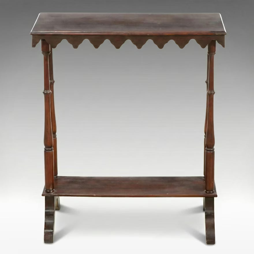Item #850 Federal Style Mahogany Topped Stand with Scalloped Apron