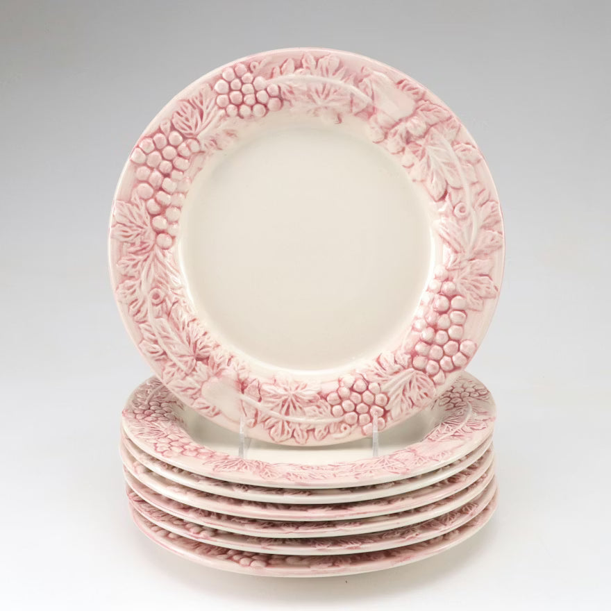 Item #786 Euro Ceramica "Vineyard" Burgundy Salad and Dinner Plates