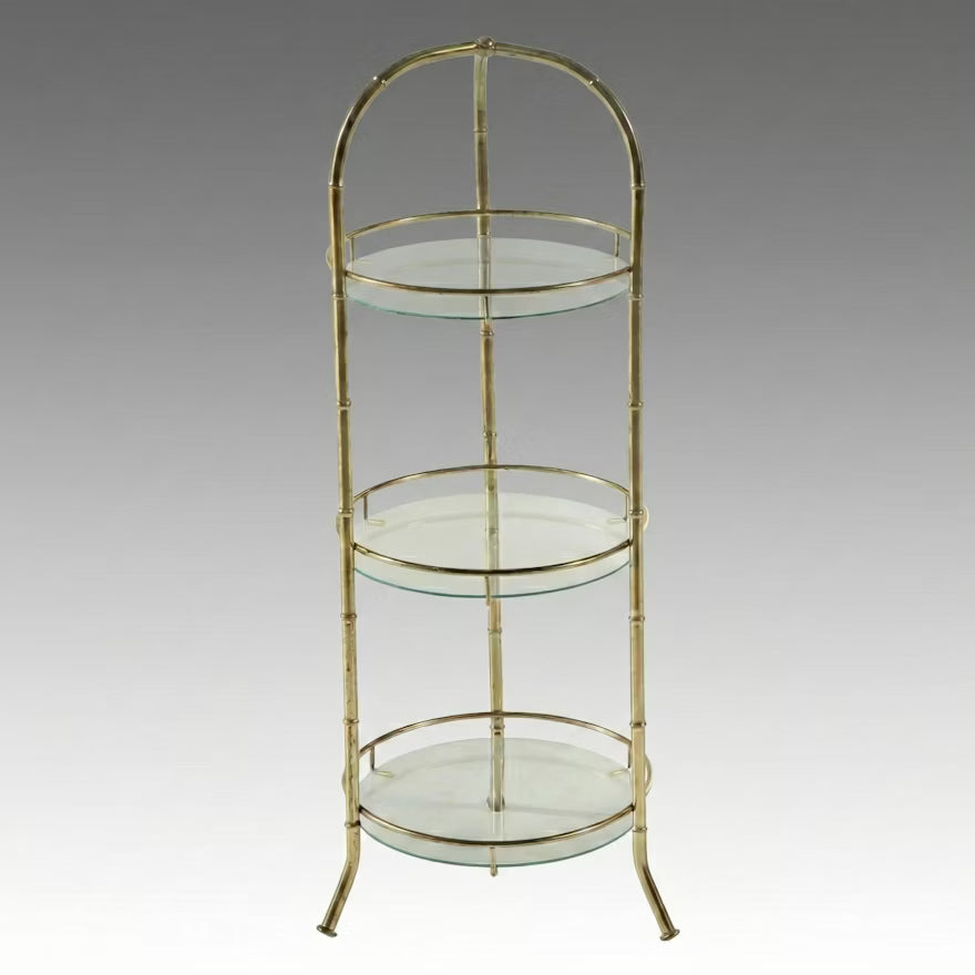 Item #773 Hollywood Regency Brass Faux Bamboo Three-Tier Etagere