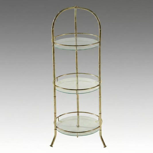 Item #773 Hollywood Regency Brass Faux Bamboo Three-Tier Etagere