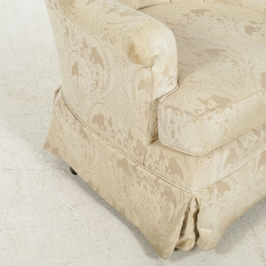 Item #789 Pair of Pembrook Upholstered Swivel Club Chairs, Mid-20th Century