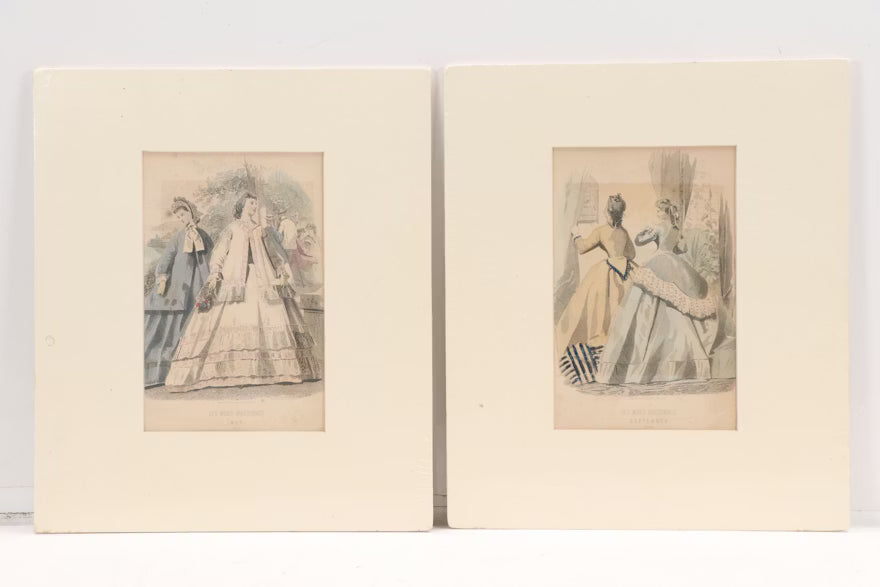 Item #835 Hand-Colored Fashion Engravings from "Les Modes Parisiennes" and Other, 1865
