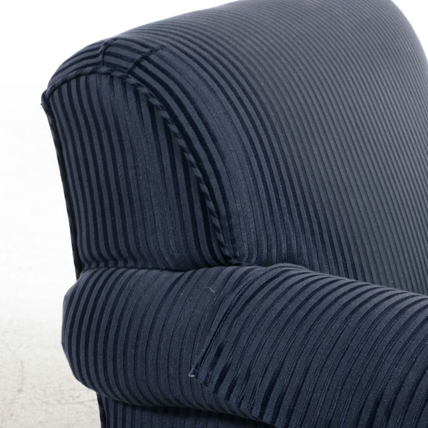 Item #790 Contemporary Navy Pinstripe Club Chair with Coordinating Ottoman