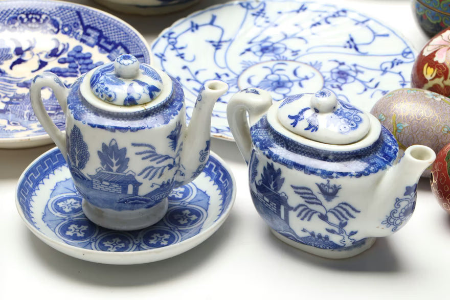 Item #823 Distinctive Settings "Ming" Plates with Cloisonné Eggs and Other Décor