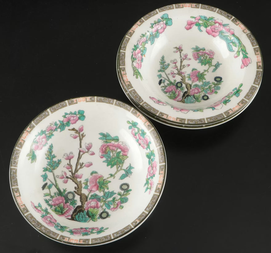 Item #639 John Haddock & Sons "Indian Tree" Royal Vitreous Cups, Saucers and Bowls