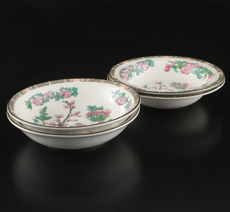Item #639 John Haddock & Sons "Indian Tree" Royal Vitreous Cups, Saucers and Bowls