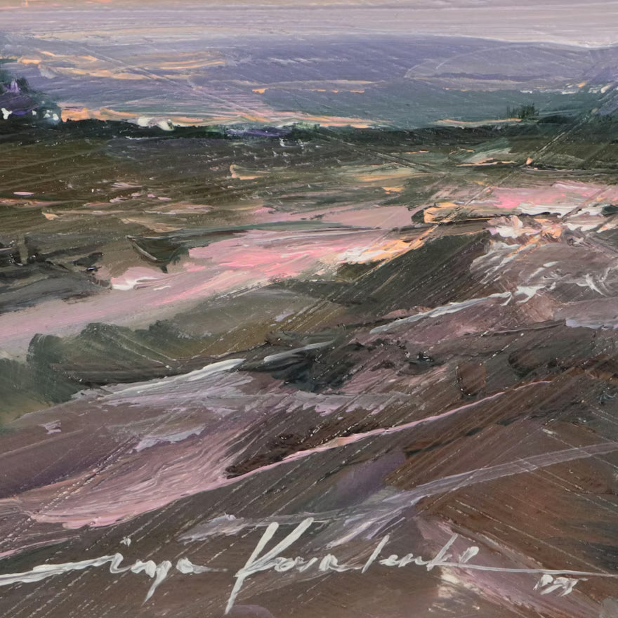 Item #25 Inga Kovalenko Stormy Landscape Oil Painting, Unframed 9"x9"