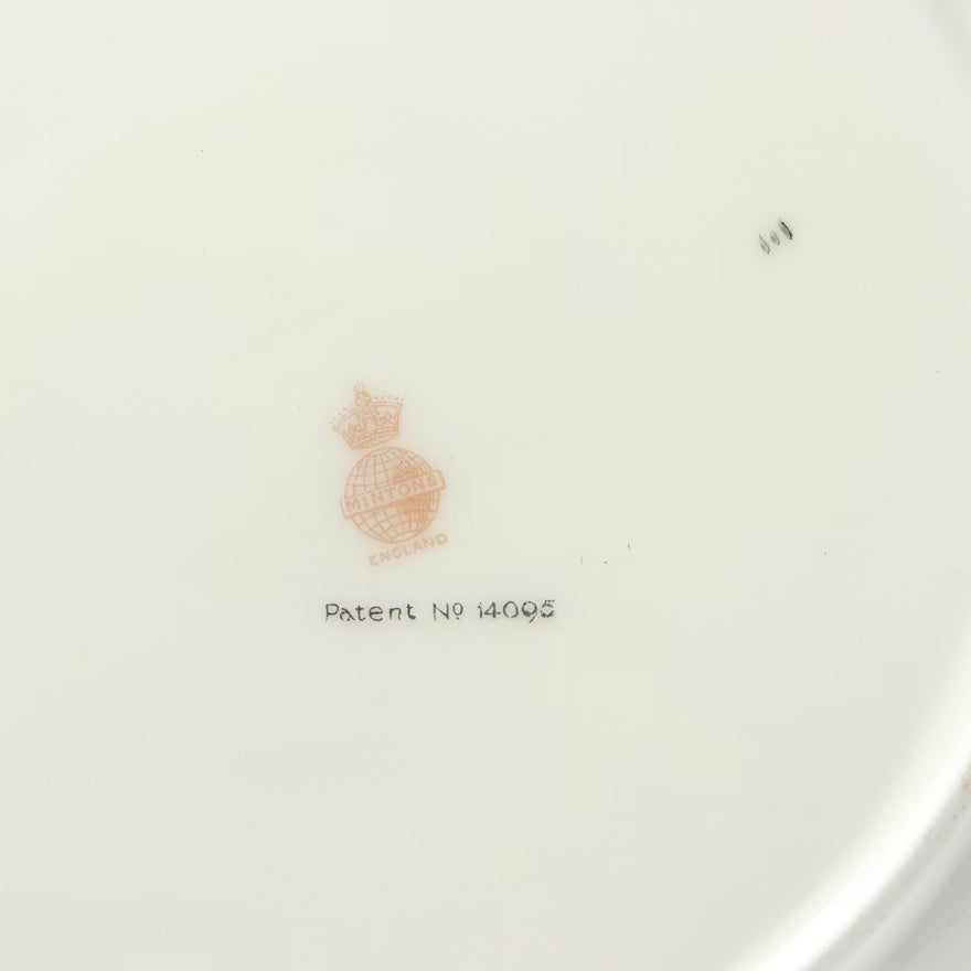 Item #776 Minton Enameled Floral Motif Porcelain Set of 5 Dinner Plates