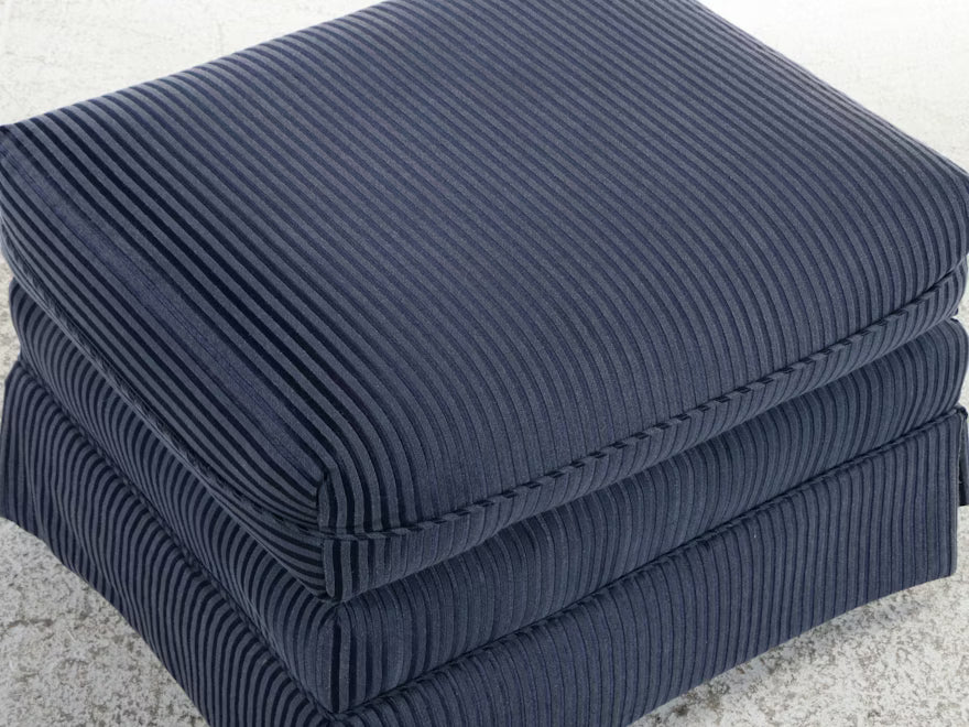 Item #790 Contemporary Navy Pinstripe Club Chair with Coordinating Ottoman