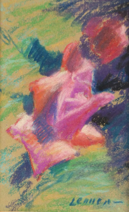 Item #29 Floral Pastel Drawing of Rose by Bernard Lennon, Framed 8.5"x10"