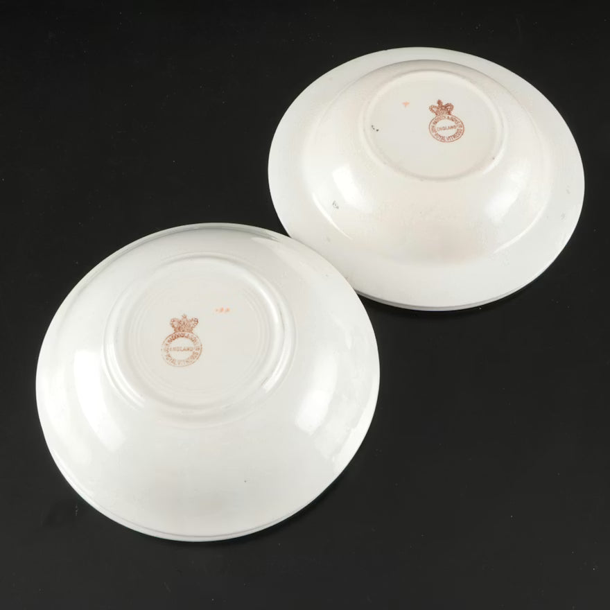 Item #639 John Haddock & Sons "Indian Tree" Royal Vitreous Cups, Saucers and Bowls