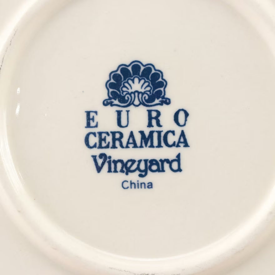 Item #786 Euro Ceramica "Vineyard" Burgundy Salad and Dinner Plates