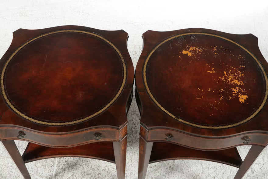 Item #784 Pair of Weiman Regency Style Inlaid Mahogany End Tables [AT LANGFELDT]