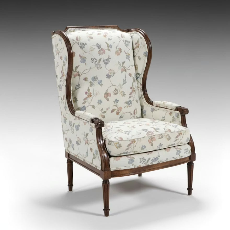 Item #829 Louis XVI Style Upholstered Wingback Chair