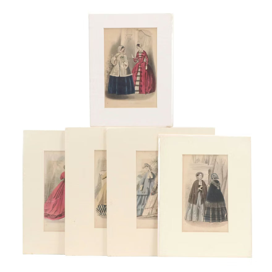 Item #835 Hand-Colored Fashion Engravings from "Les Modes Parisiennes" and Other, 1865