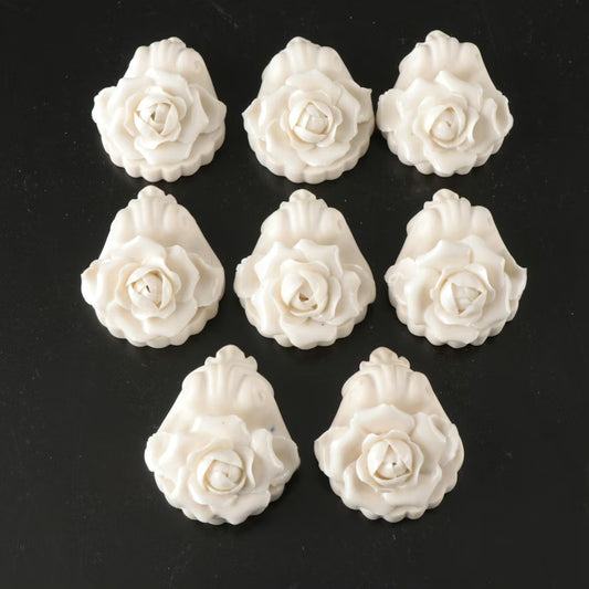 Item #35 Bonwit Teller & Co. Rococo Style Porcelain Rose Figurines, 8 Pack, 2"x2" Each