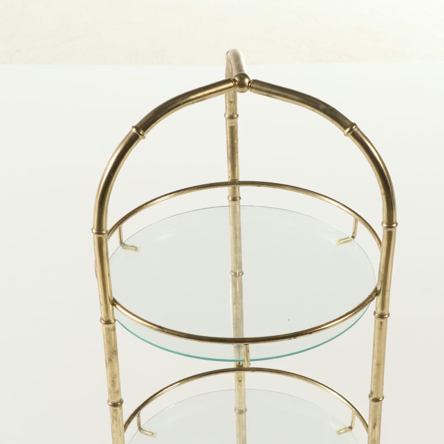 Item #773 Hollywood Regency Brass Faux Bamboo Three-Tier Etagere