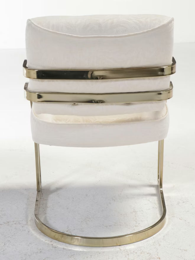 Item #637 Postmodernist Brass Tone Metal and Glass Top Dining Table with Four Chairs