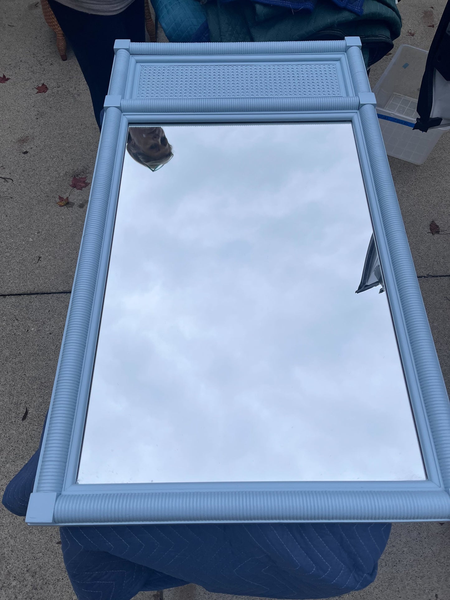 Item 174 - Baby Blue Cane Mirror