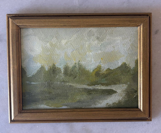 Item #31 Original Landscape Painting Gold Frame