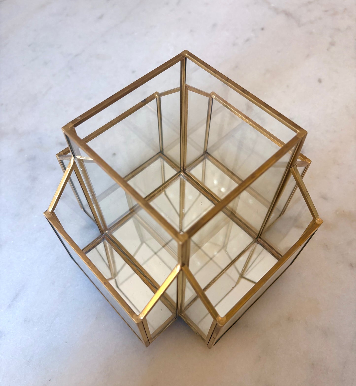 Item #66 Glass Brass Utensil Holder