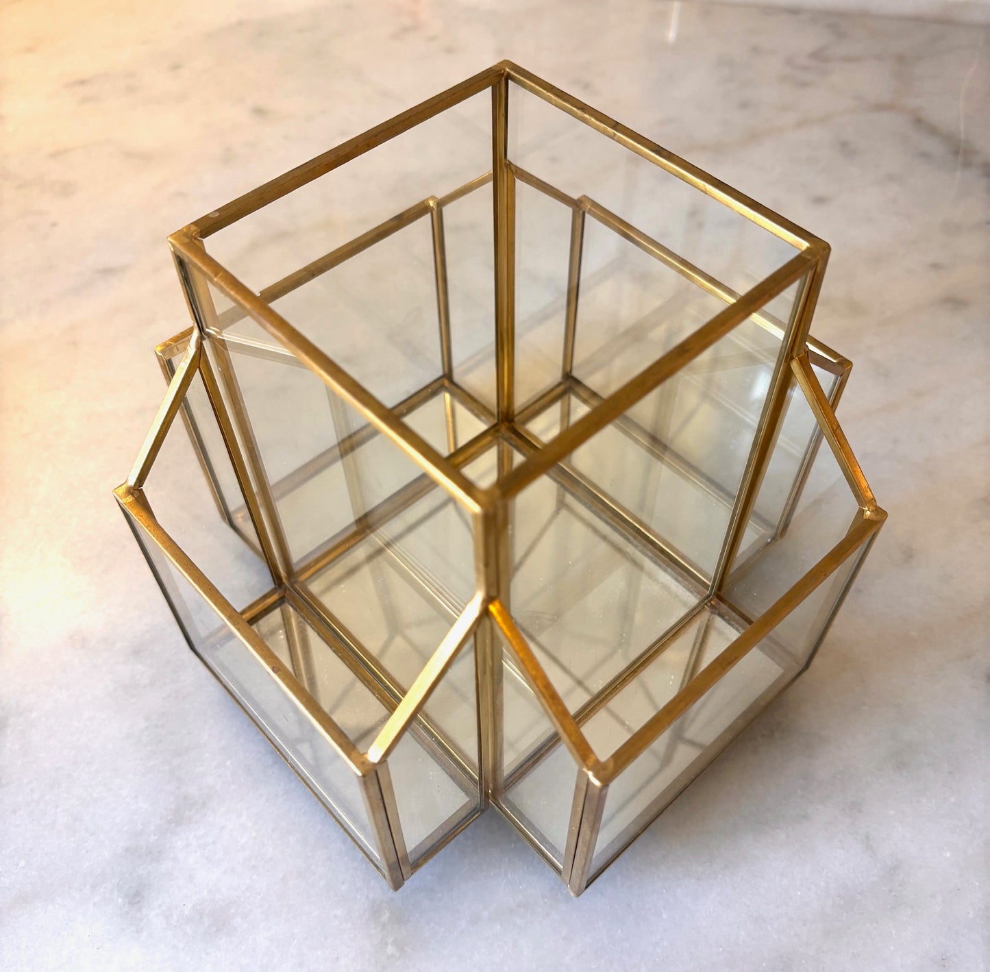Item #66 Glass Brass Utensil Holder