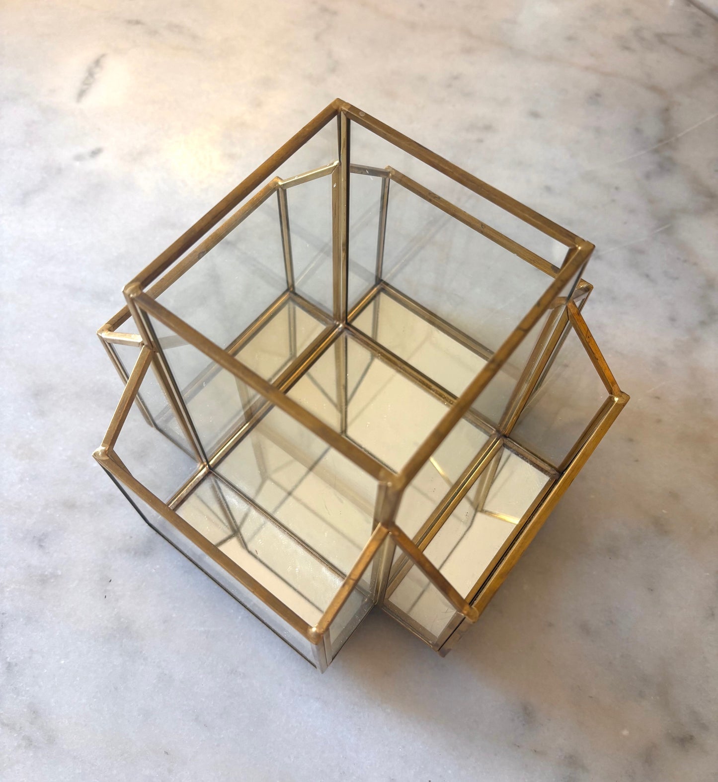 Item #66 Glass Brass Utensil Holder