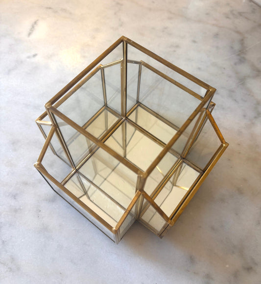 Item #66 Glass Brass Utensil Holder