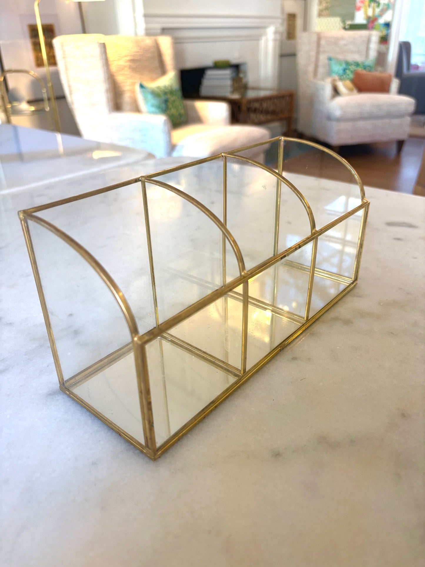 Item #71 Glass Brass Organizer