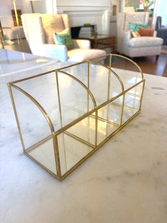 Item #71 Glass Brass Organizer