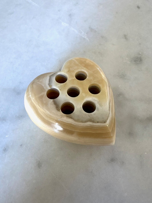 Item #402 Onyx Stone Heart Pen Holder, Marble Frog