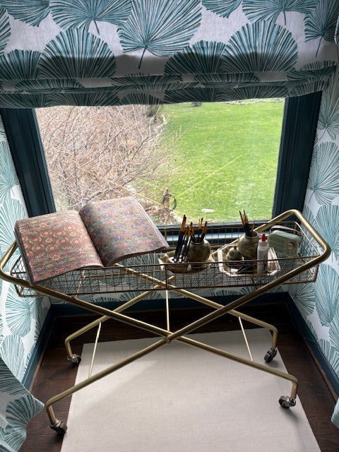 Item #52 Industrial Style Rolling Wire Mesh Basket Hall Table, 21st Century