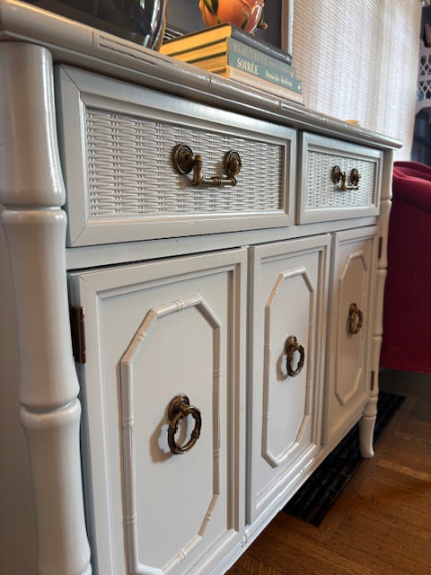 Item #889 Vintage Broyhill Faux Bamboo Credenza