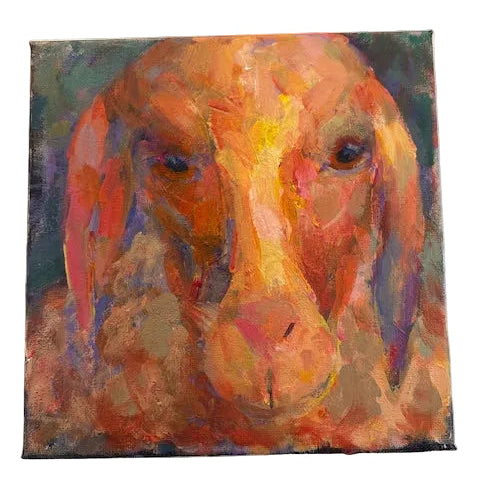 Item #559 PAIR Elle Raines Stylized Acrylic Painting "Sheep" 21st Century Art