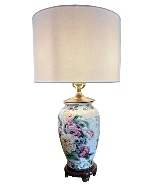 Item #913 Ginger Jar Pastel Floral Lamp