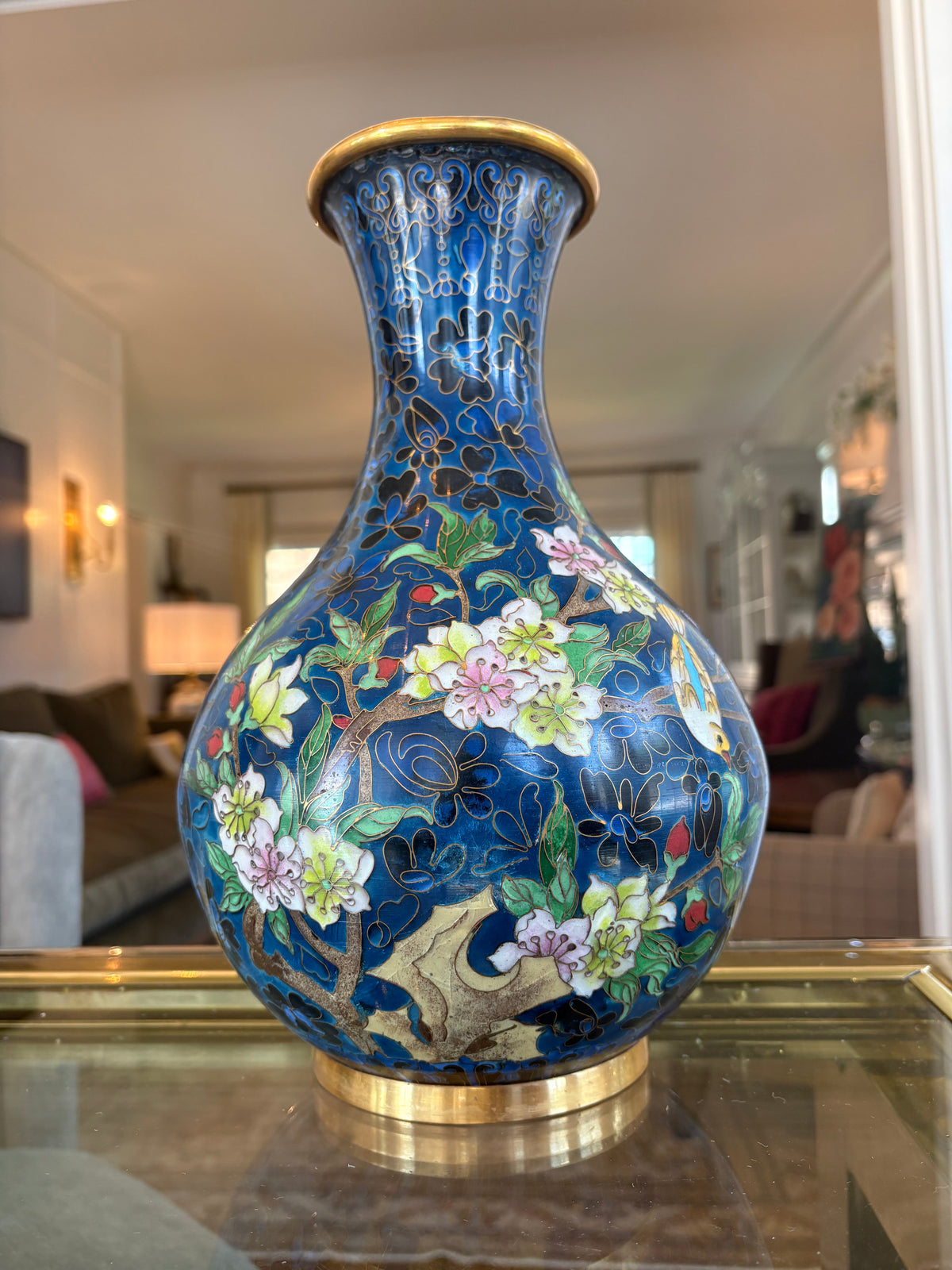 Item #916 Brass Metal Navy Japanese Vase