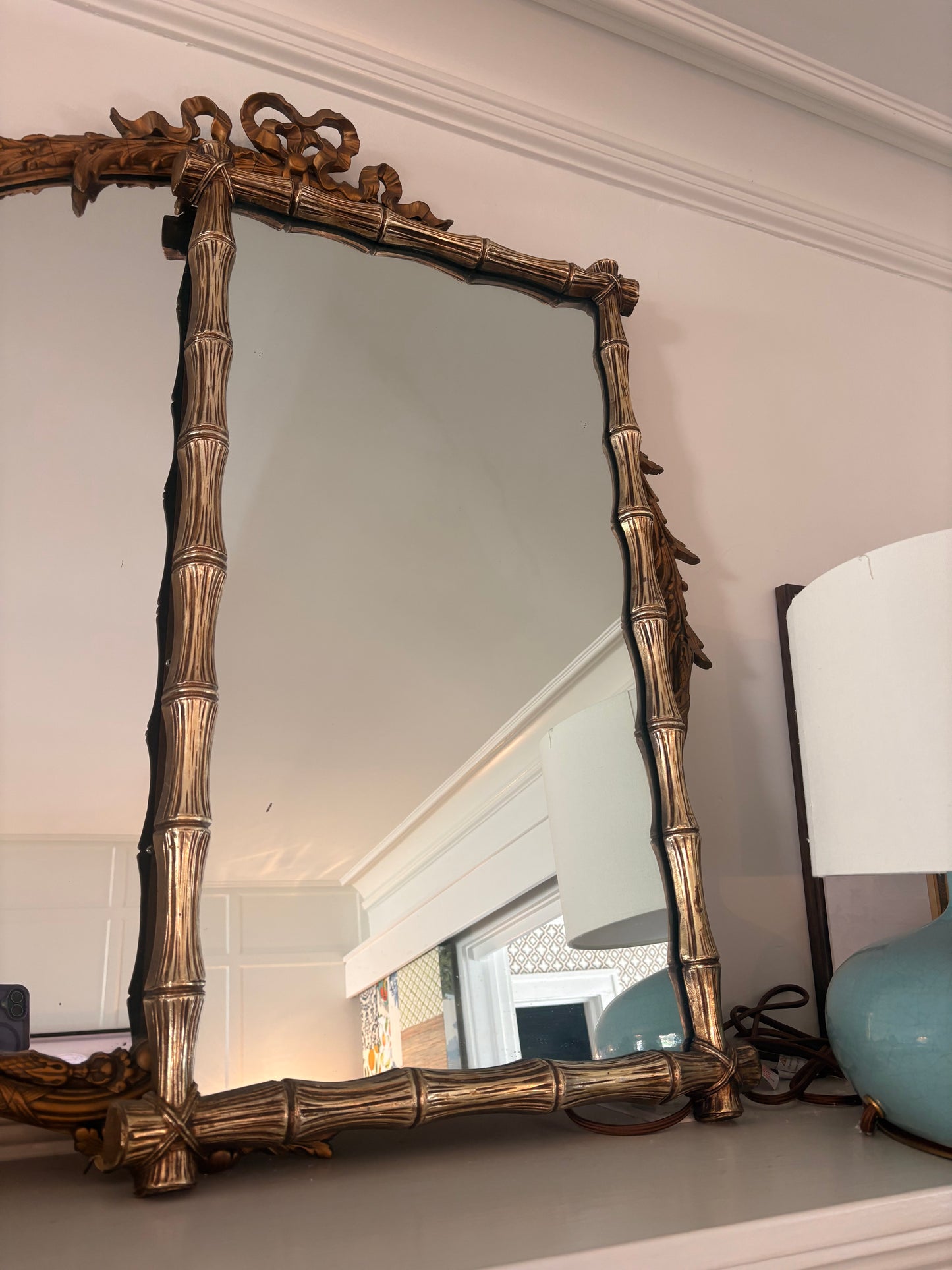 Item #942 Gold Faux Bamboo Mirror