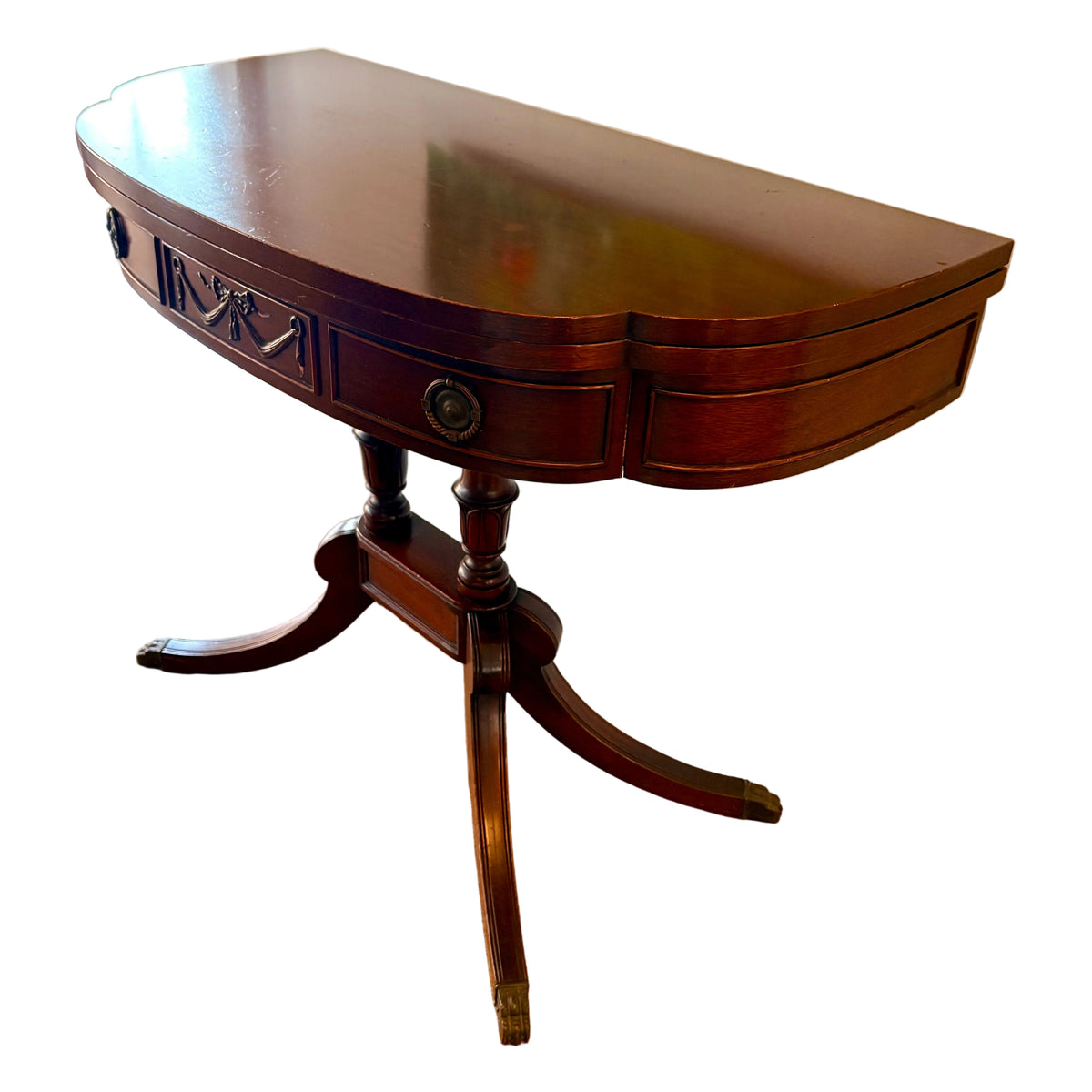 Item #957 Mahogany Duncan Phyfe Style Flip-Top Table