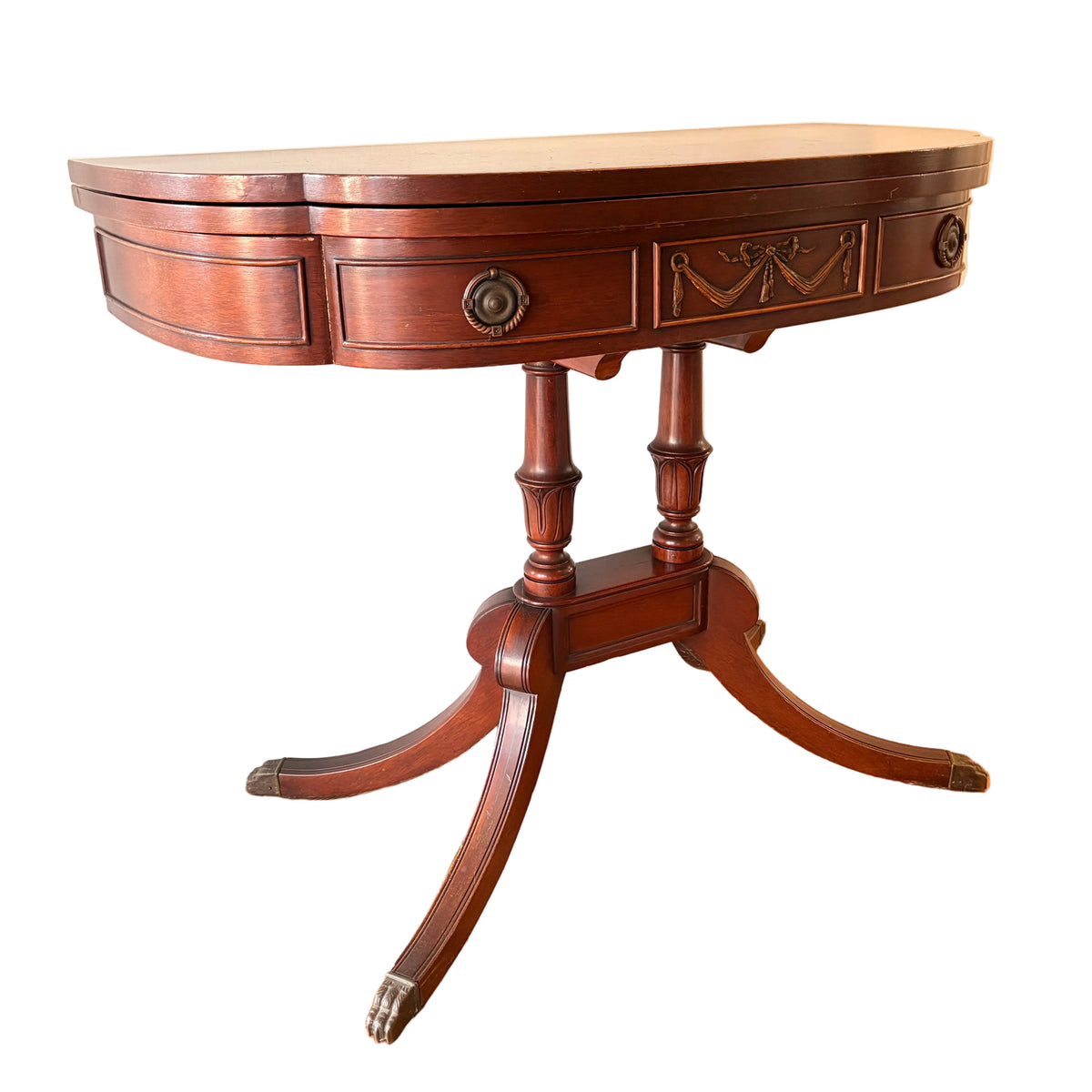 Item #957 Mahogany Duncan Phyfe Style Flip-Top Table