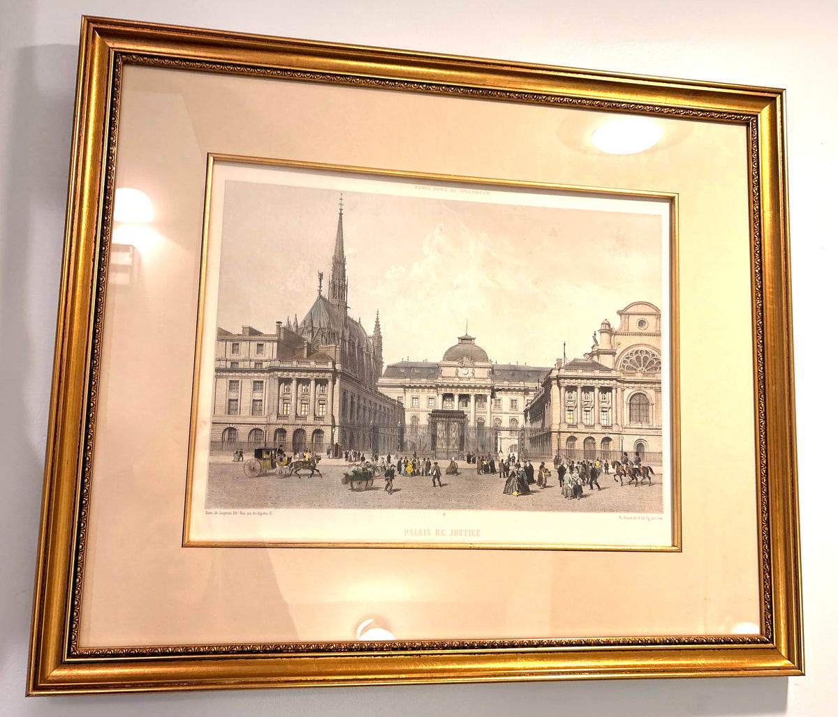 Item #946 Framed Lithograph Palais de Justice in Paris Artwork